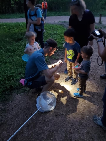 Kids bring fireflies to Ben to ID at Crescent Bend Park