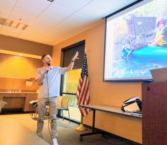 Ben discussing reasons firefly are disappearing due to pollution and habitat loss